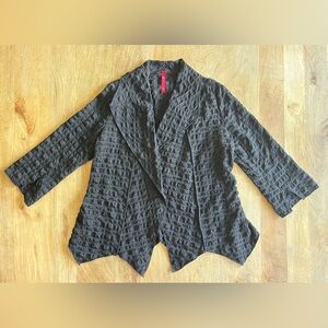 IC Collection Shawl Collar Open Front Asymmetric Hem Jacket Size Medium